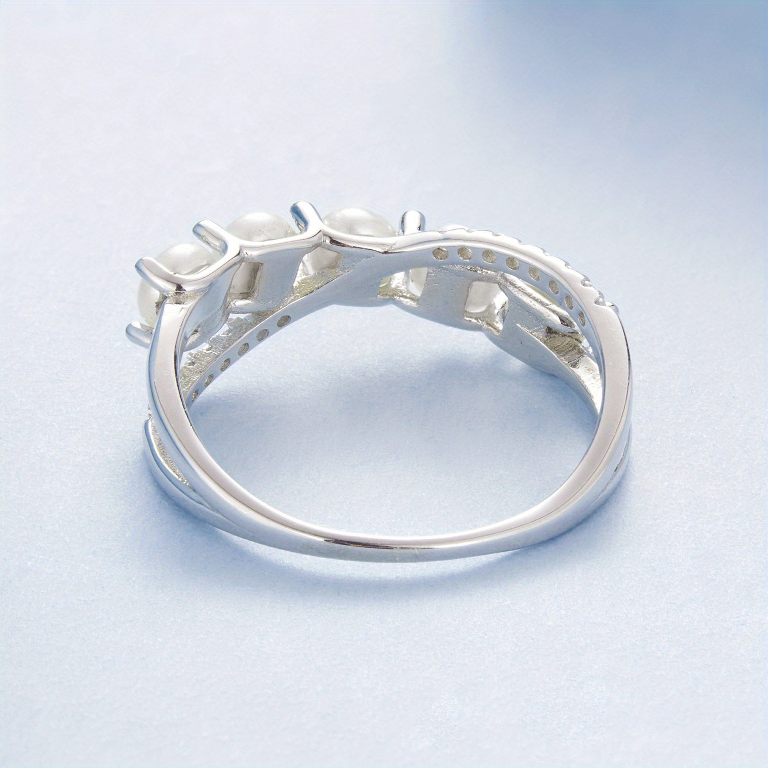 Women's Silver Anniversary Ring with Infinity Symbol and Freshwater Pearls
