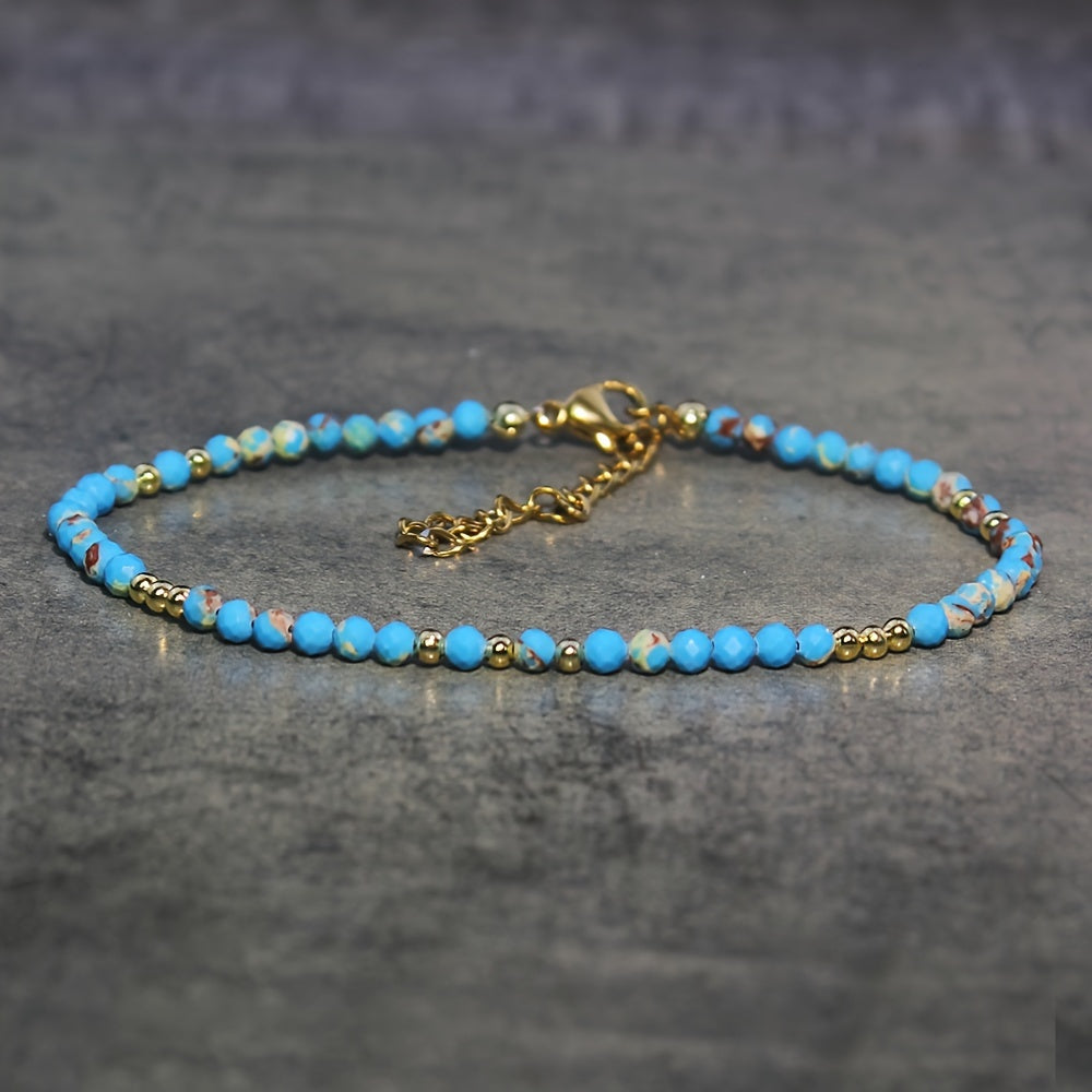 Женский браслет из бусин лунного и солнечного камня для подарка и украшений