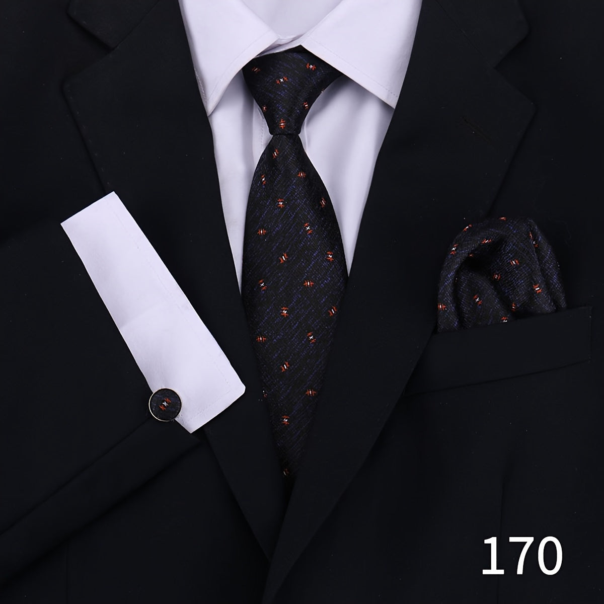 Men's Plaid Tie Set with Cufflinks and Handkerchief for Wedding and Formal Wear