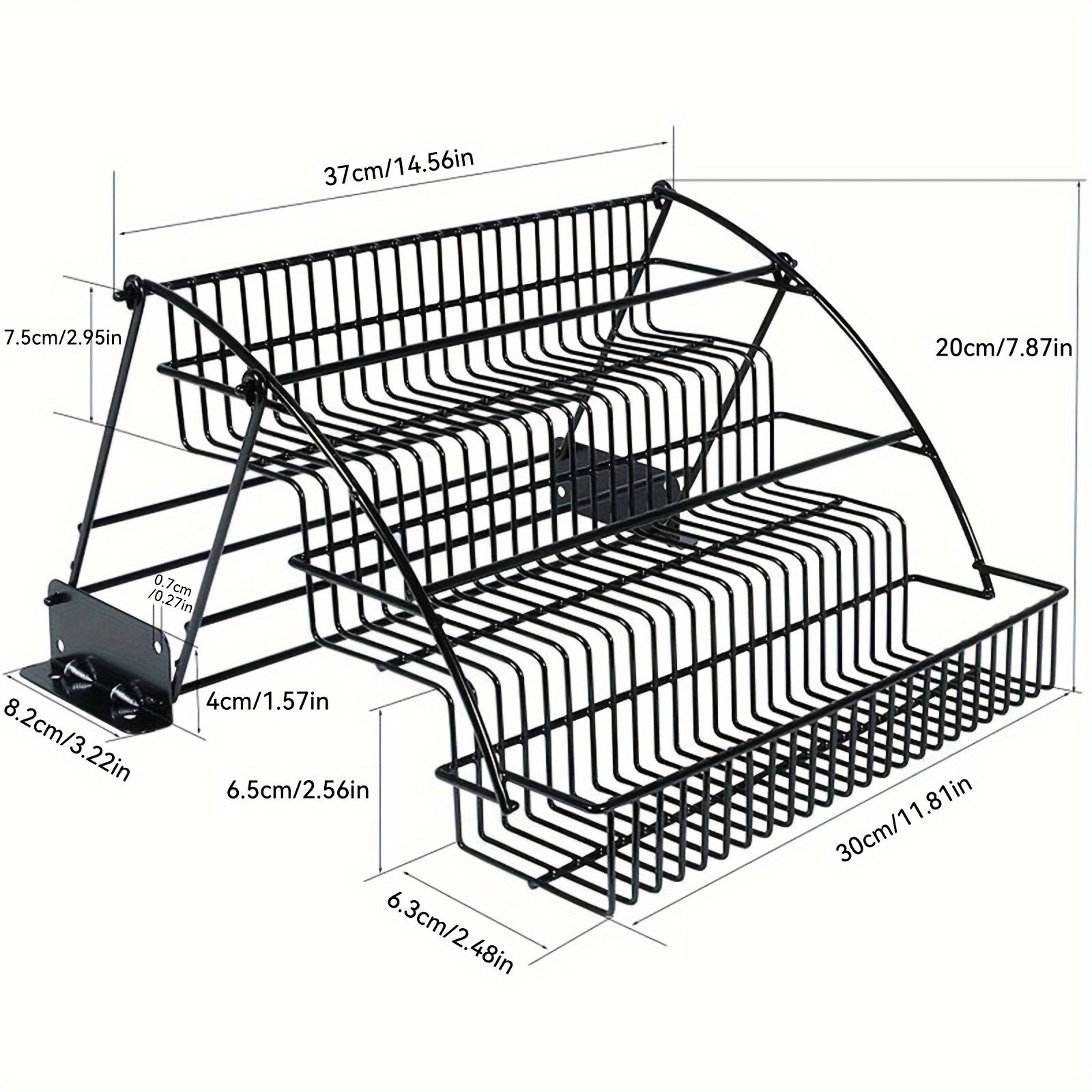3-Tier Pull-Down Spice Rack Metal Kitchen Organizer Space-Saving Shelf Black