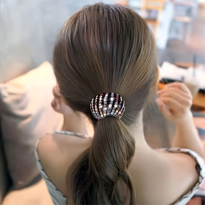 Hair Accessory Bird Nest Hair Clip Rhinestone Ponytail Holder for Women Girls