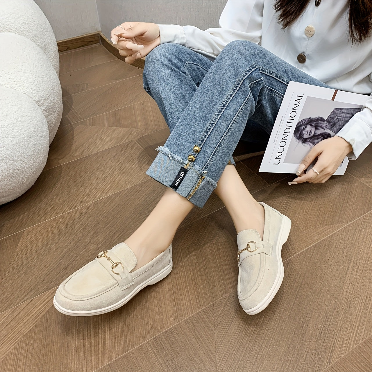 Women's Casual Loafers Flat Mary Jane Shoes Buckle Closure All-Season