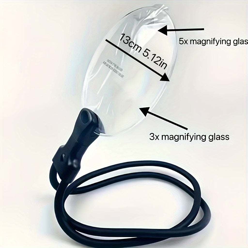 3-in-1 HD Magnifying Glass 13cm Diameter Handheld Neck-Mounted Desktop for Reading Sewing Inspection