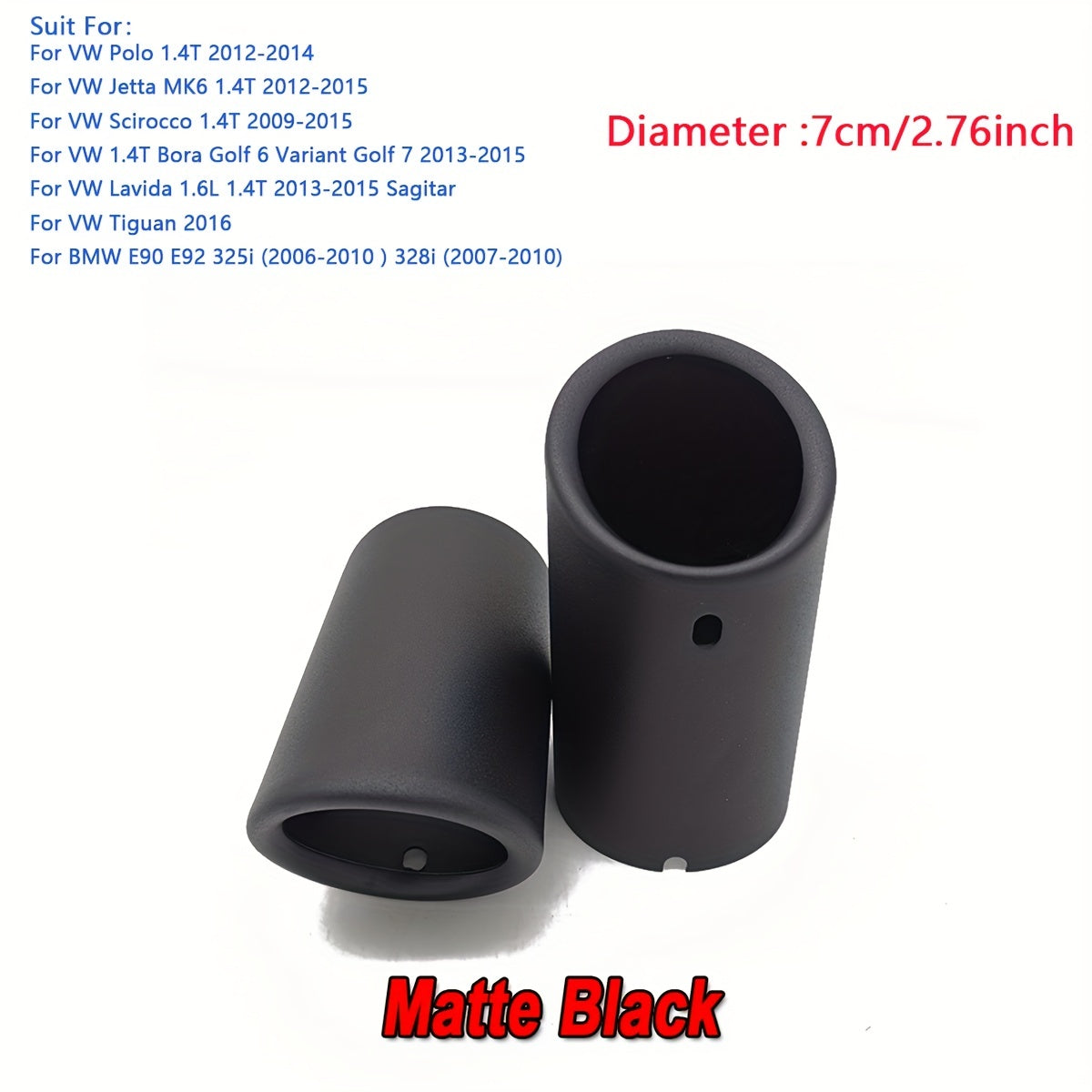 Stainless Steel Car Exhaust Pipe 2 Pcs 7cm Fit for Sedan SUV Replacement