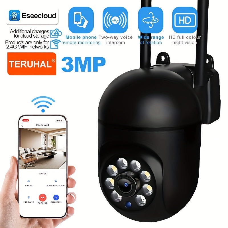HD Security Camera 1440P Full Color Night Vision Wi-Fi Pan Tilt Zoom Two-Way Audio for Home Monitoring