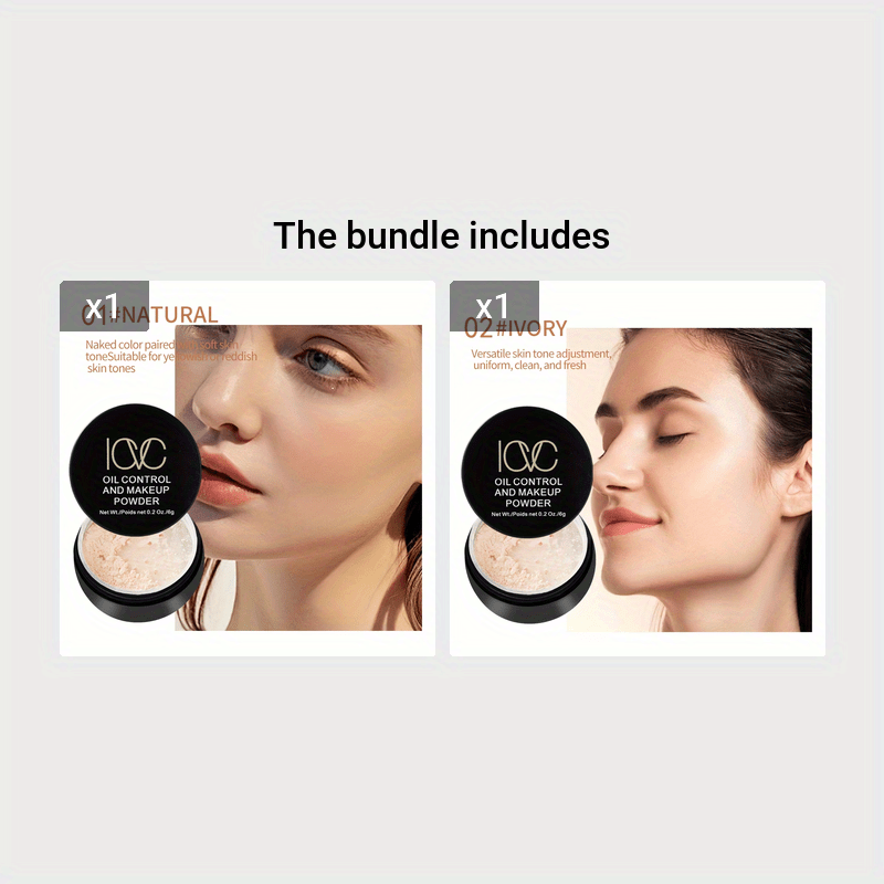 Ayollar uchun erkin kukun, yog'ni nazorat qilish, yorqinlik, yengil qamrov, barcha teri turlari uchun mos