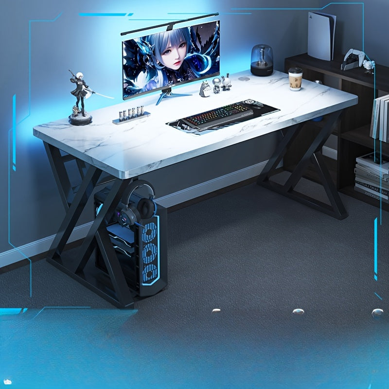 White Wooden Desk for Gaming Work and Study Sturdy Multi-Functional Home Office Table