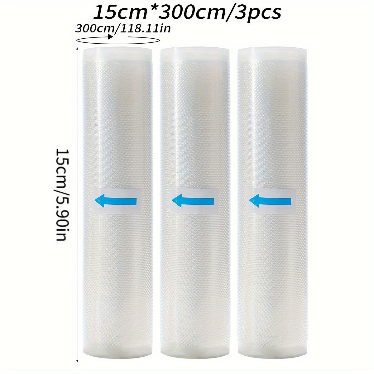 3 рулона вакуумных пакетов для продуктов питания 3м, без бисфенола А, семислойные экструзионные вакуумные пленки с алмазным узором для сохранения и упаковки продуктов.