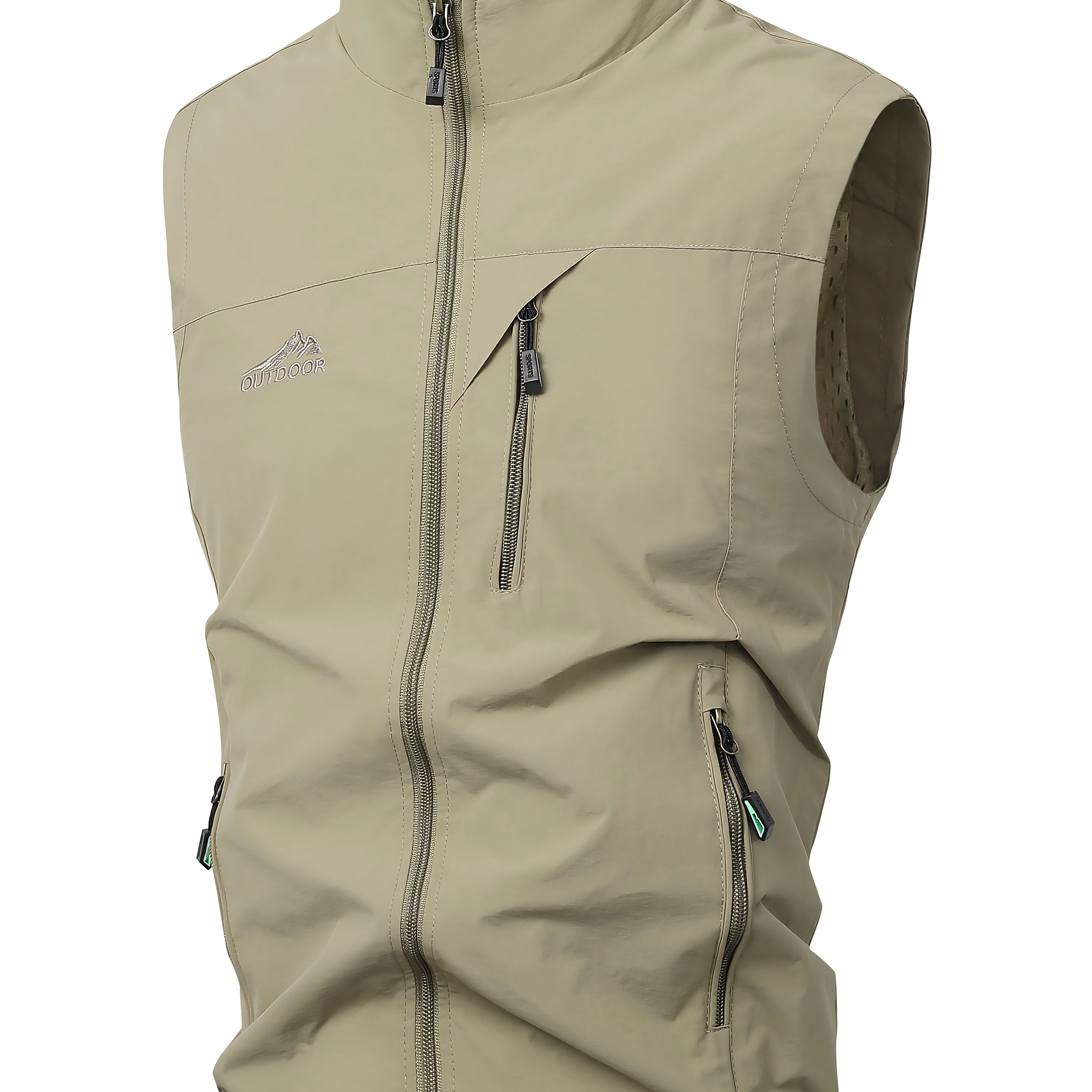 Men's Lightweight Sleeveless Nylon Vest with Stand Collar for Spring Fall Outdoor Casual