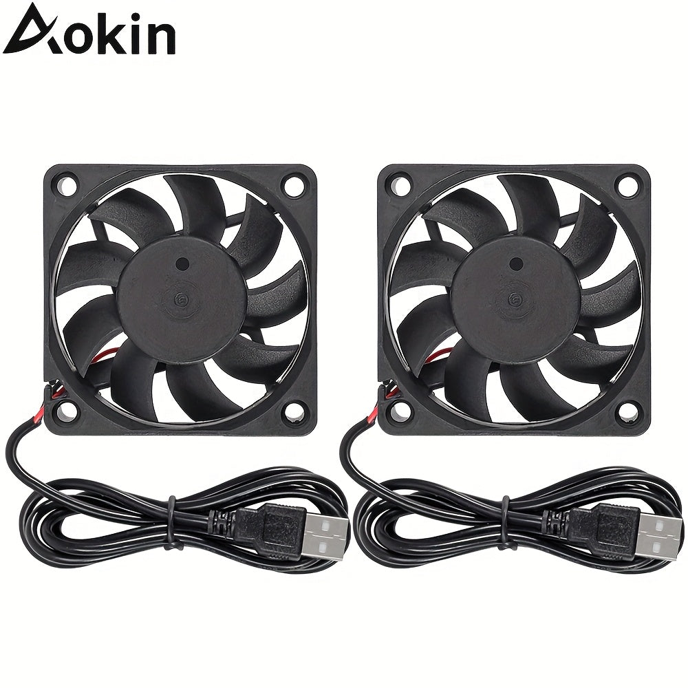 2pcs 60mm USB DC Cooling Fans for PC Case and Raspberry Pi