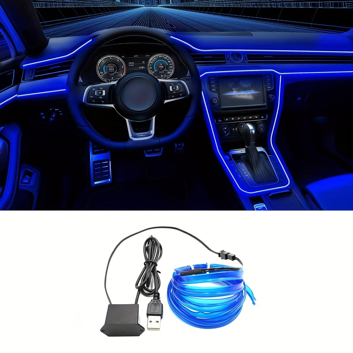 Car Interior LED Strip Flexible Neon Light Universal Auto Ambient Lamp 12V