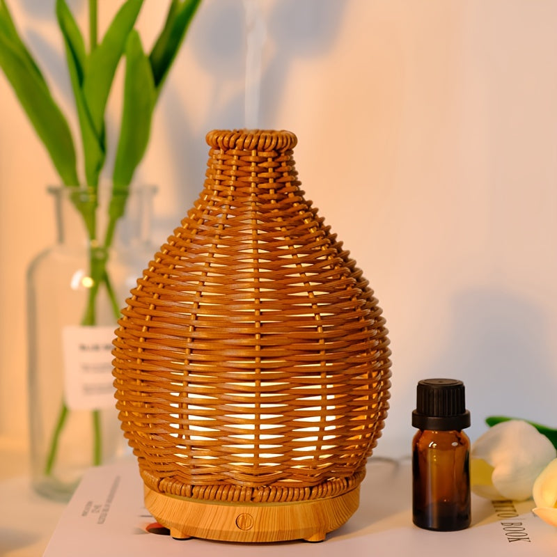 Rattan Aromatherapy Humidifier Wooden Grain Diffuser USB Powered for Home