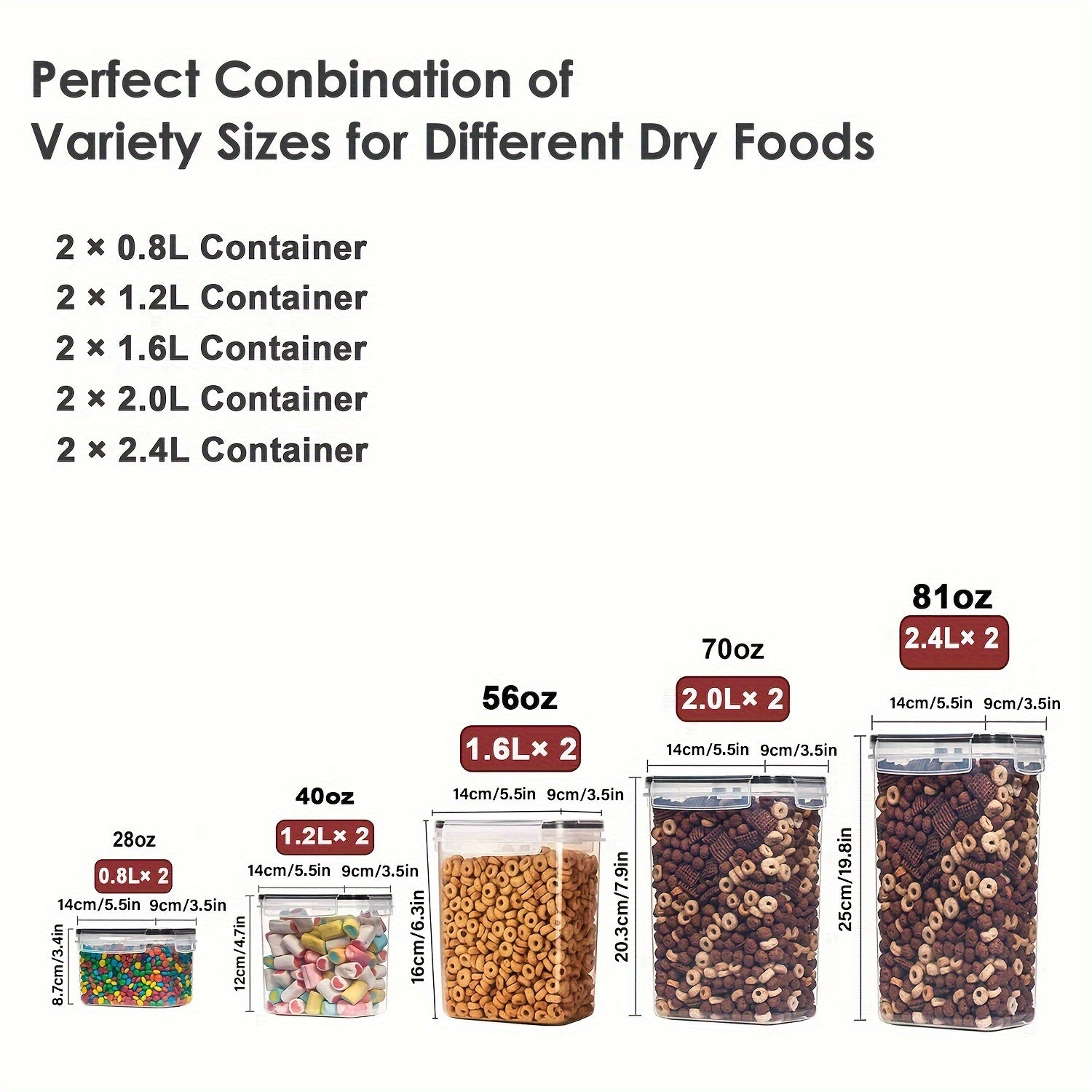 Set of 5 or 10 Airtight Food Storage Containers with Lids, BPA-Free Plastic