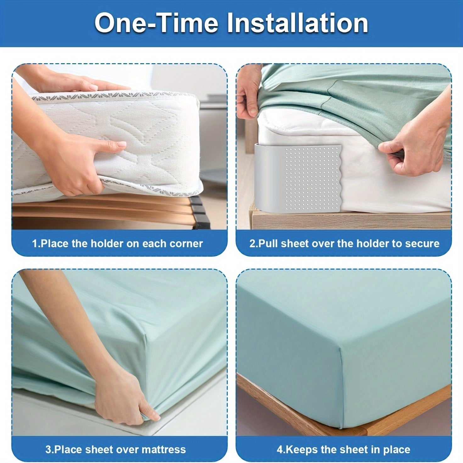 Silicone Bed Sheet Grippers Adjustable Non-Slip Clips for Mattress Fit