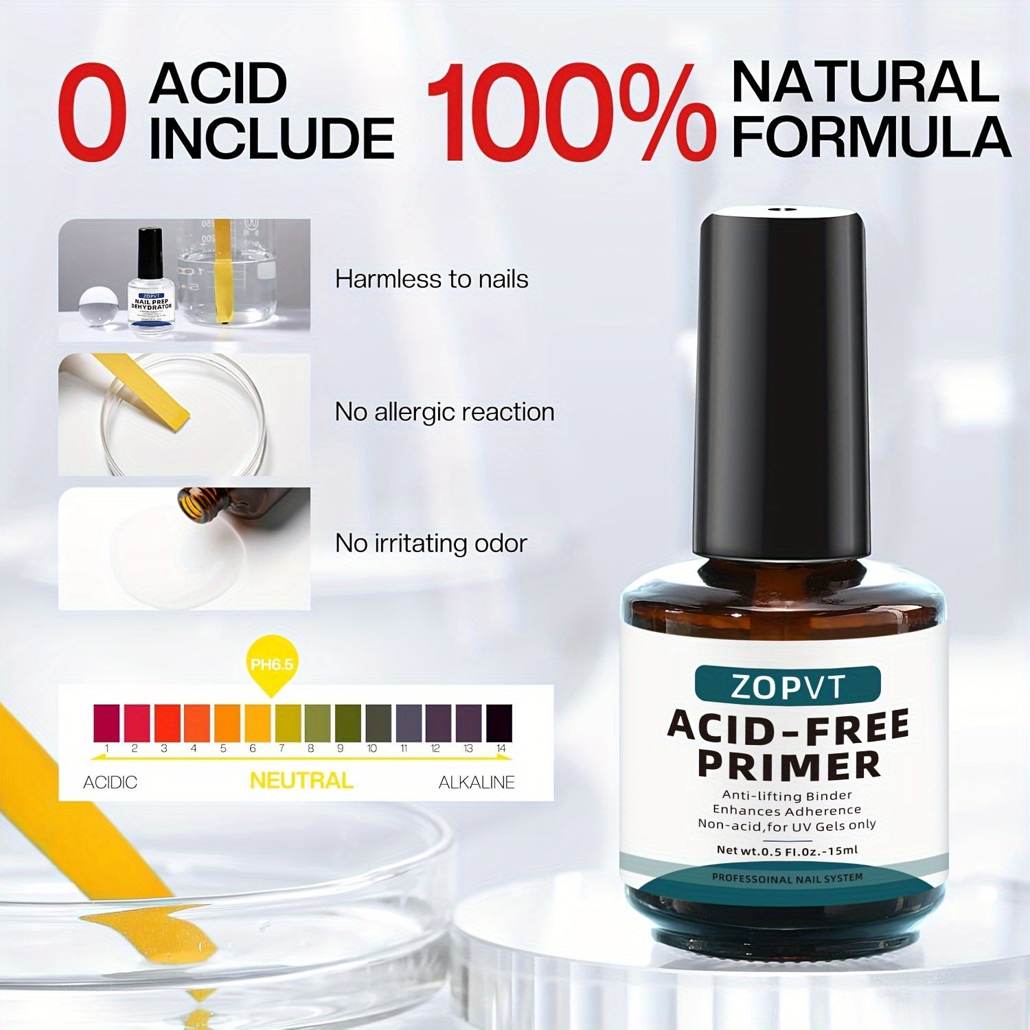 Professional tabiiy tirnoq tayyorlash dehidratatori va akril va gel laklar uchun kislota bo'lmagan asosiy qoplama. Shaxsiy tirnoq salonlari va UV gel ilovalari uchun ideal.