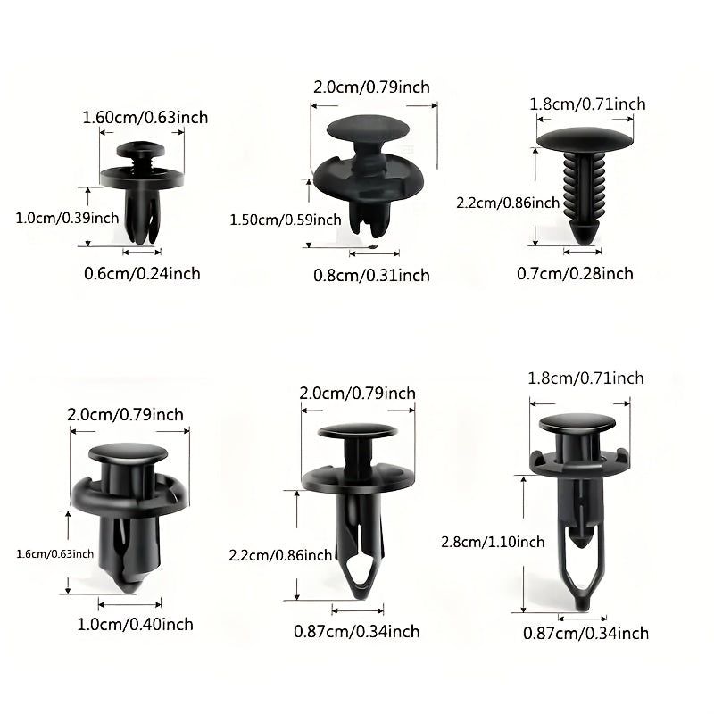 200pcs Car Fastener Set Plastic Clips Bumper Rivets 6-10mm Auto Body Repair