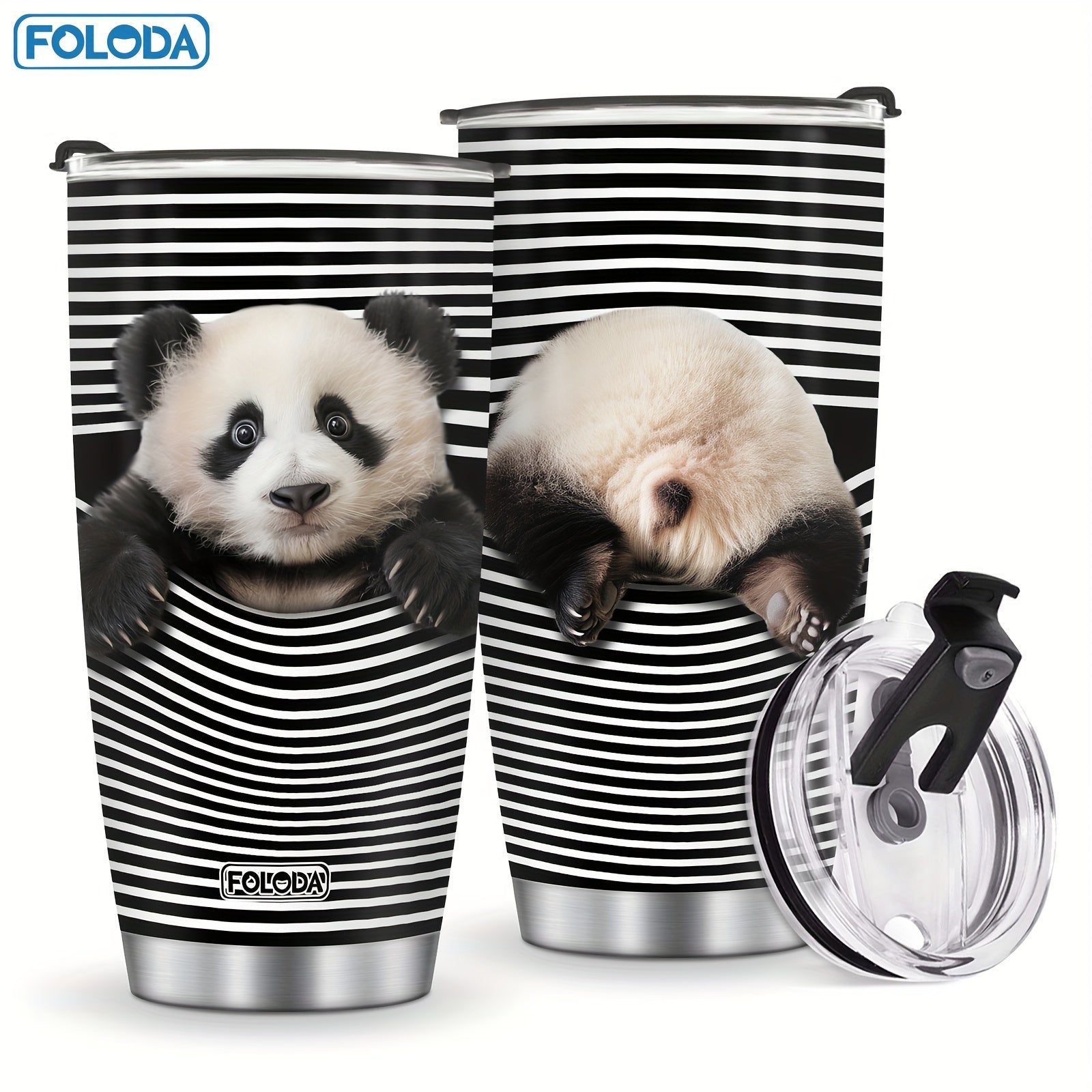 20 унций нержавеющая стальная кружка с крышкой, изолированная и непроницаемая, с дизайнами кота, панды и ленивца. Идеальный подарок на Рождество, дни рождения и День матери.