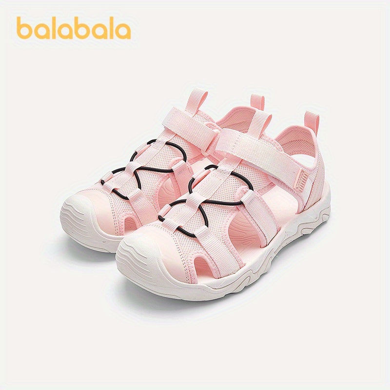 Kids' Summer Breathable Shoes with Adjustable Closure Hollow-Out Design Geometric Stripes Lightweight Outdoor Sandals for Boys and Girls