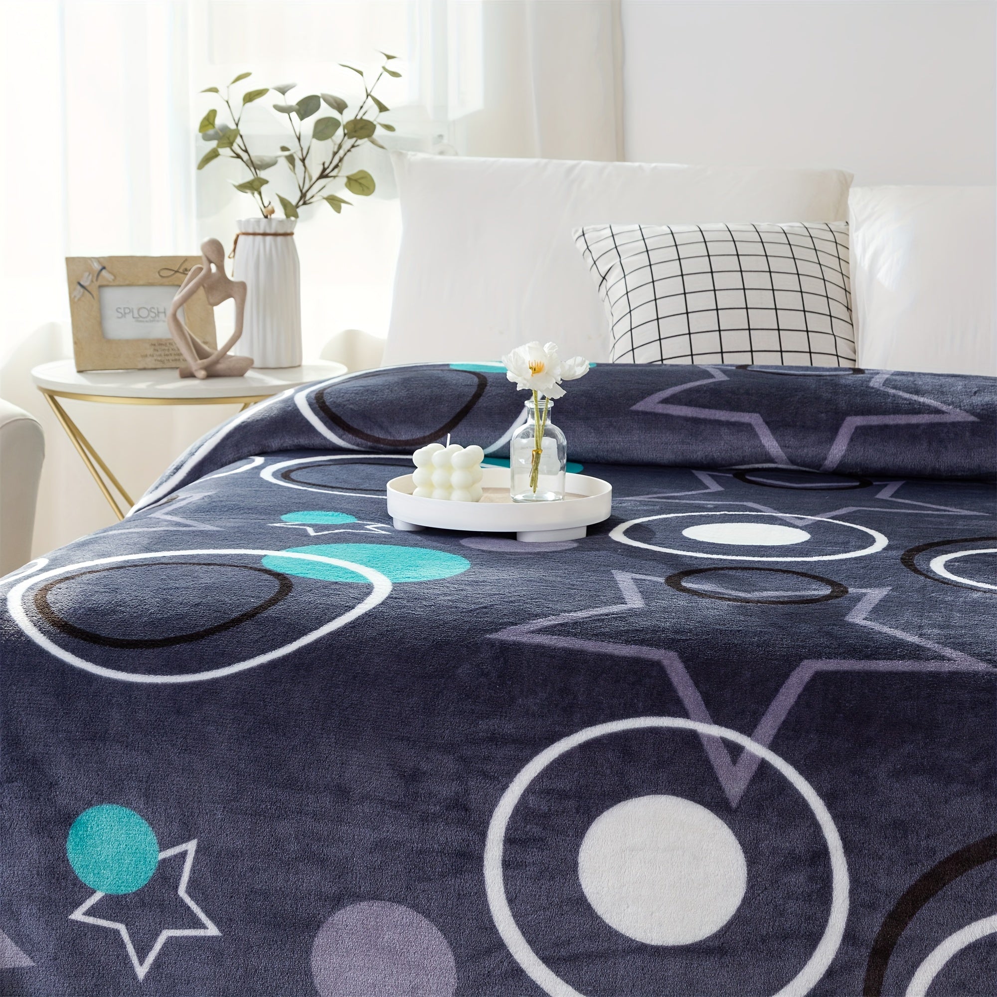 Мягкое фланелевое плед - геометрический дизайн, легко стирается в стиральной машине, уютное использование круглый год на диване, кровати, на работе или во время путешествий - идеальный подарок на любой случай