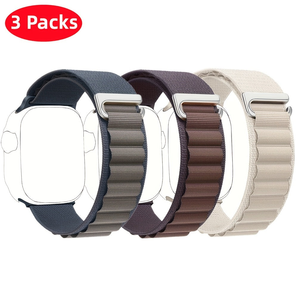 Alpine Loop Nylon Sport Watch Bands for Apple Watch 42mm-49mm Adjustable C-Hook Closure Orange Gray Black