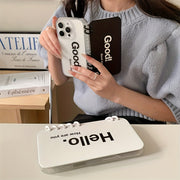 Flip Notebook Style Phone Case for iPhone with English Letters TPU Durable Protective Cover