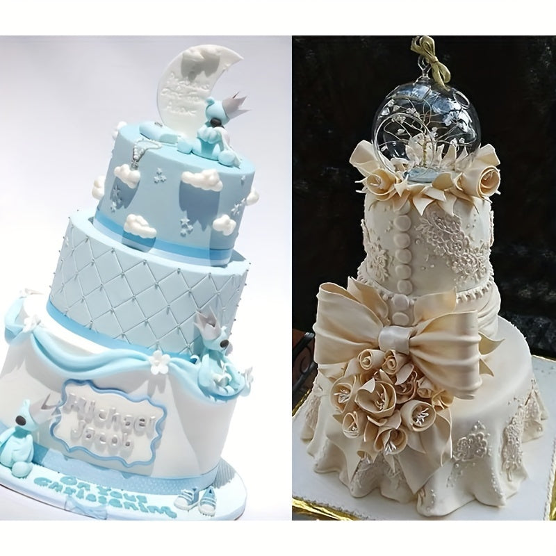 Set of Two Mini Rolling Pins with Star and Swirl Patterns Pink Non-Stick Plastic Baking Fondant Cupcake Decorating