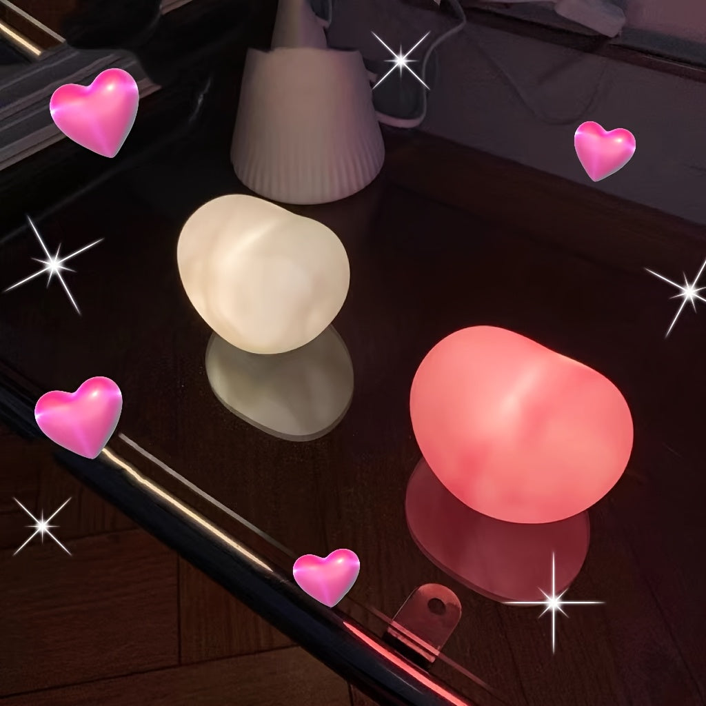 Pink Heart Desk Lamp with Toggle Switch Battery Powered for Bedroom and Decor