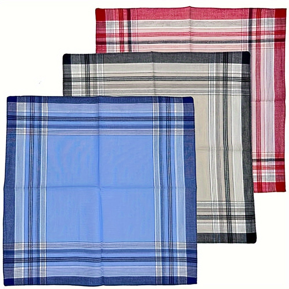 Set of 6 Men's Cotton Pocket Handkerchiefs Soft Absorbent Hypoallergenic Plaid