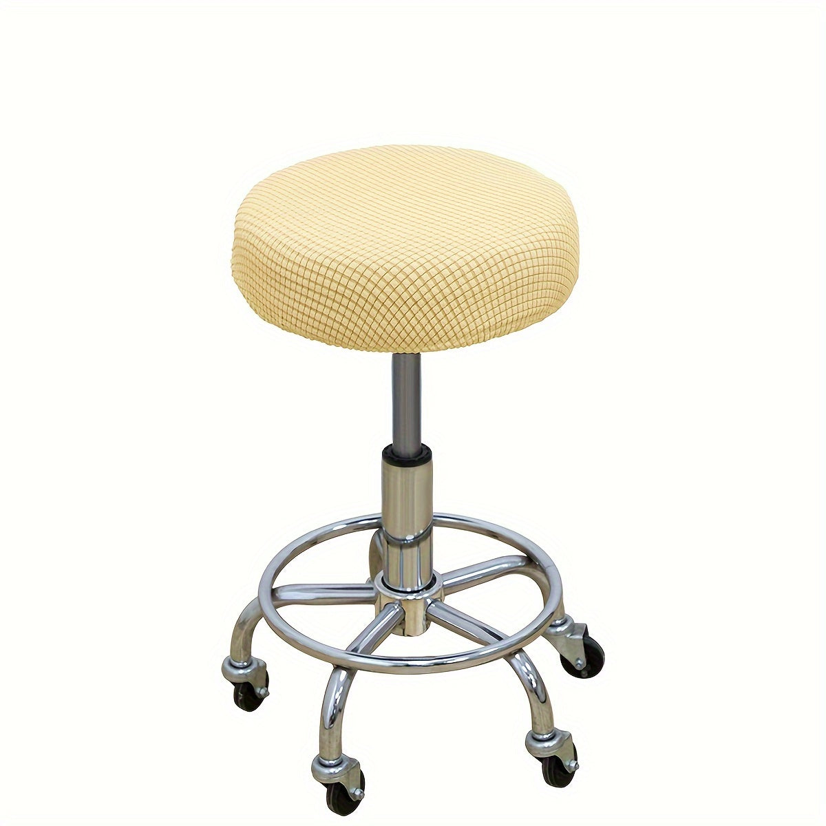 Adjustable Round Stool Slipcover with Diamond Pattern Plush Stretch Seat Protector