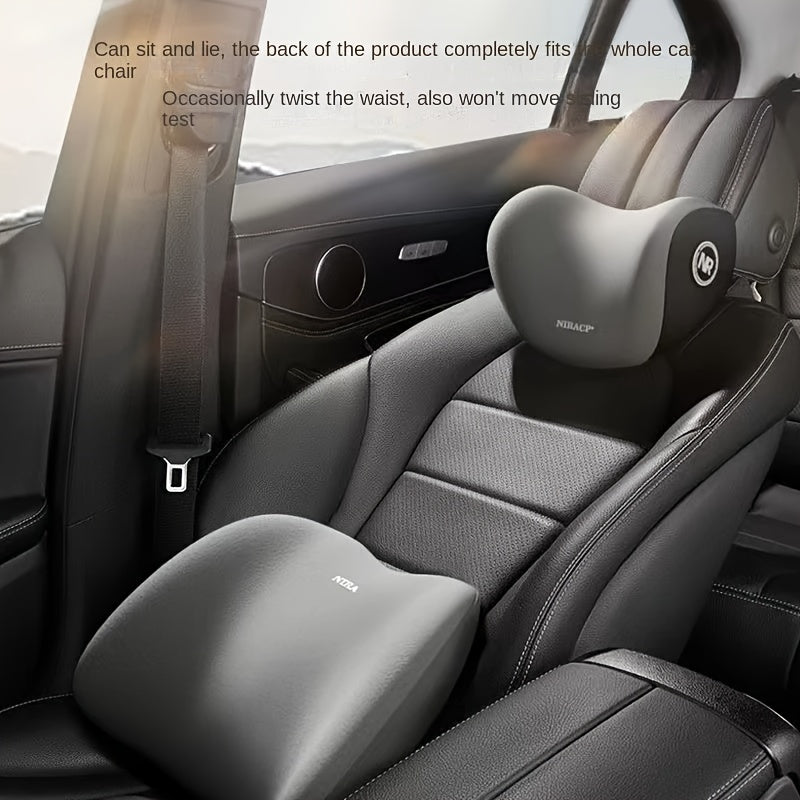 Car Seat Support Pillows Memory Foam Lumbar and Headrest Cushion
