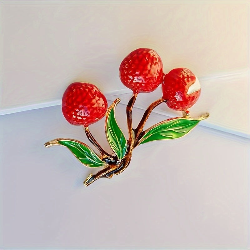 Lychee Fruit Brooch Pin Resin Lapel Pin for Women's Coats Stylish Adorable Unique Design