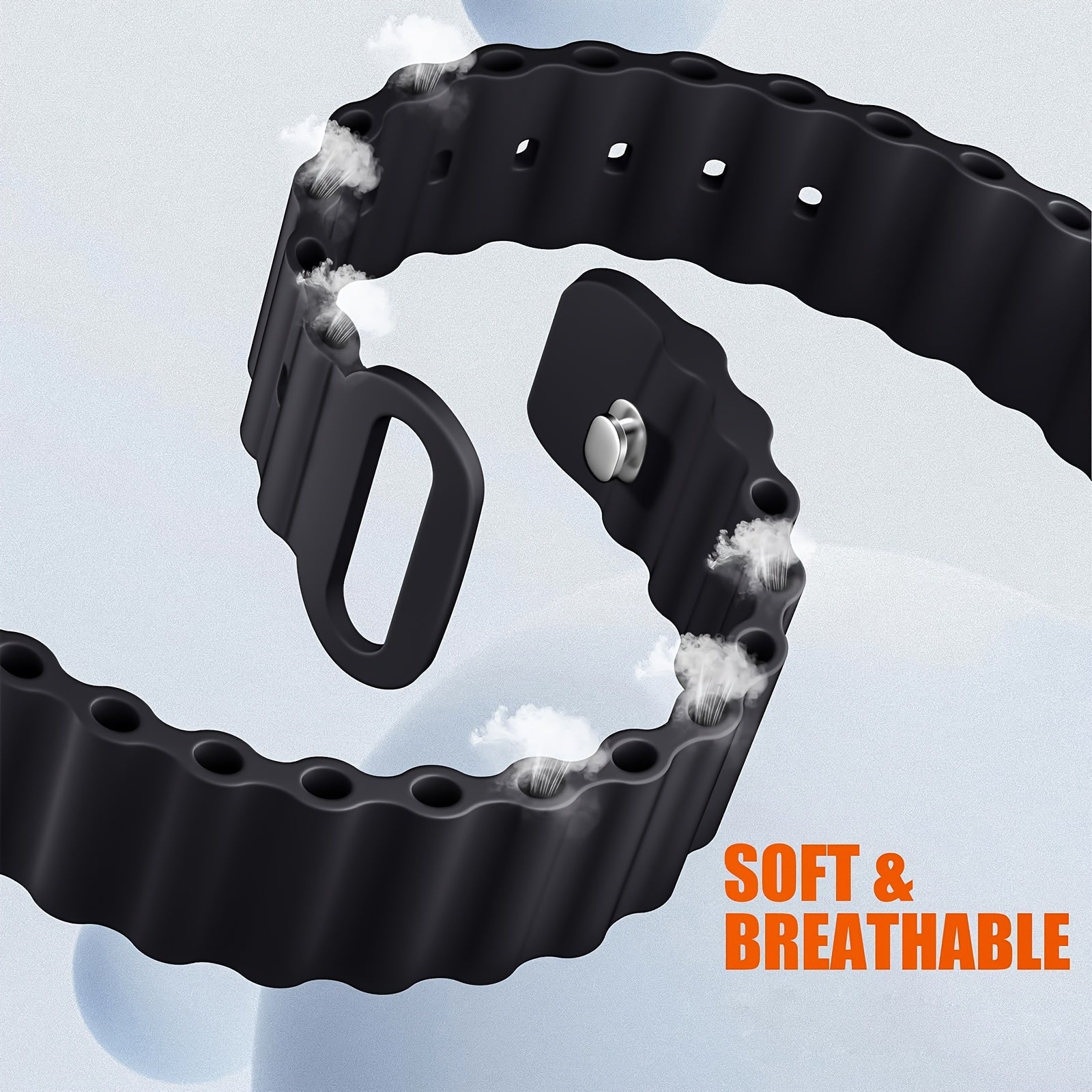 Силиконовый спортивный ремешок для Apple Watch Ultra Series, водонепроницаемый, дышащий и совместимый с различными моделями и размерами. Идеально подходит как для мужчин, так и для женщин.