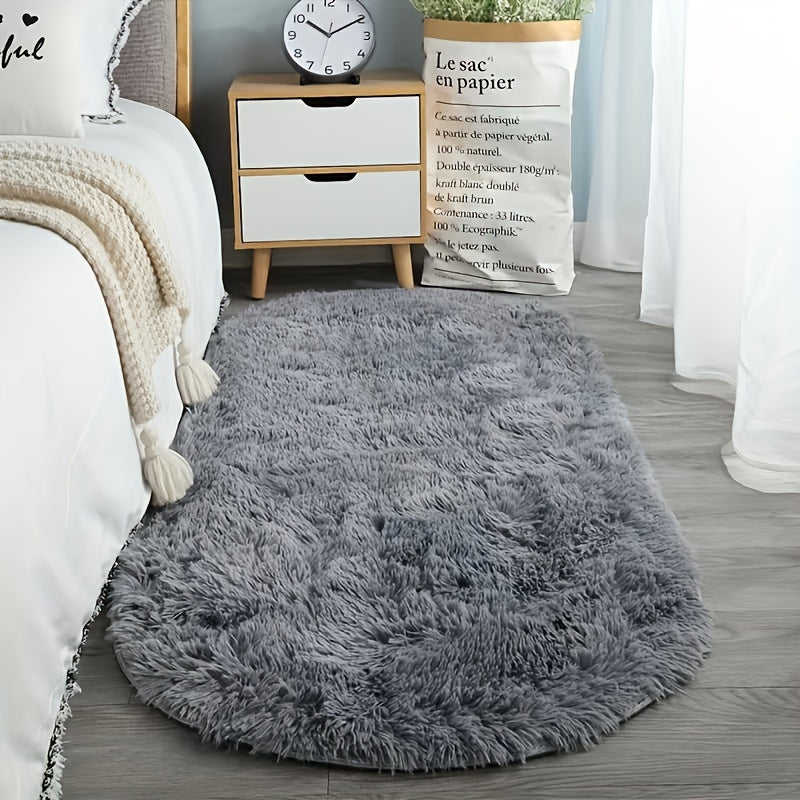 Super Soft Oval Rug Non-Slip Washable Plush Mat for Bedroom Living Room Decor