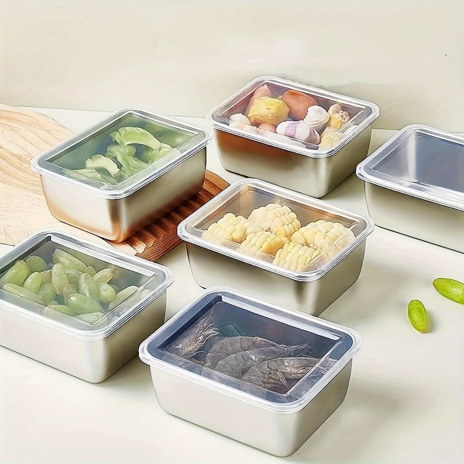 Stainless Steel Storage Container Set of 6 with Lids for Food Organization