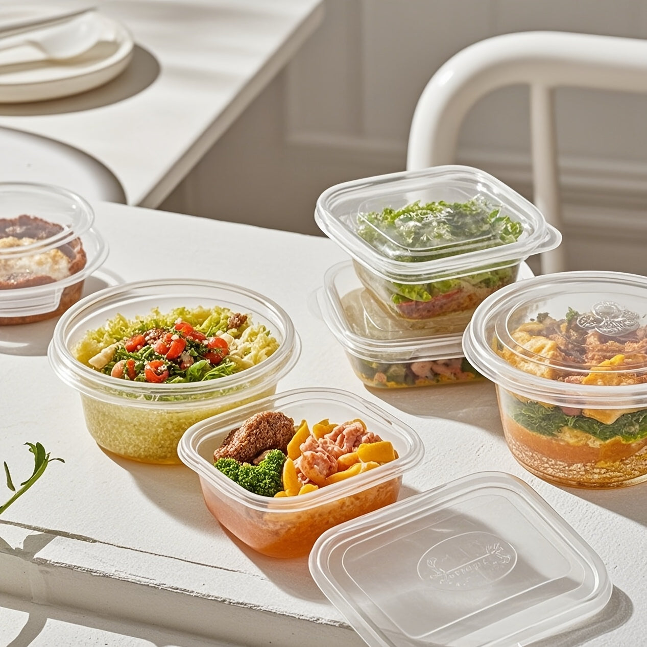 Set of 10 Stackable BPA-Free Food Storage Containers with Lids for Cereal Fruits Meat