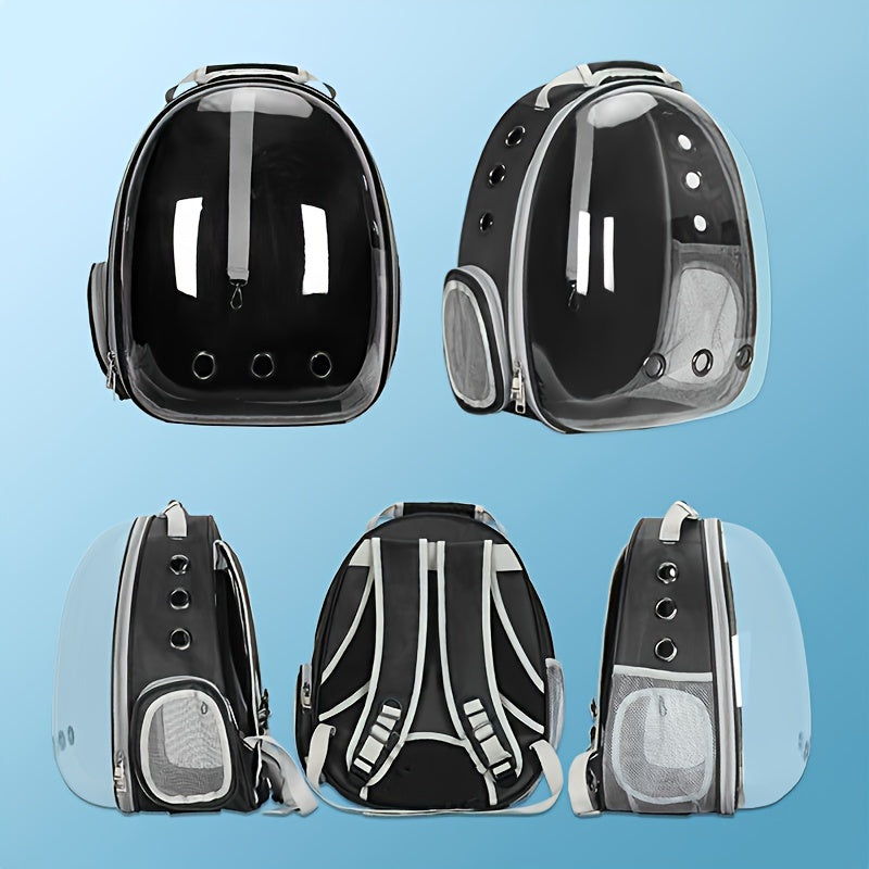 Прозрачный рюкзак-переноска из ПВХ для кошек и маленьких собак с дышащим дизайном в форме капсулы, застежкой на молнии, прочной ручкой и вентиляционными отверстиями. Идеально подходит для походов, путешествий и использования на улице.