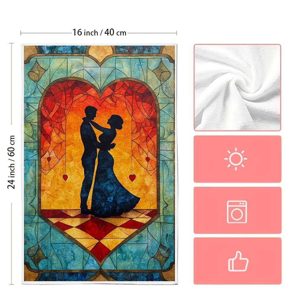 Juego de 2 toallas de cocina suaves con escena de pareja bailando, toallas decorativas