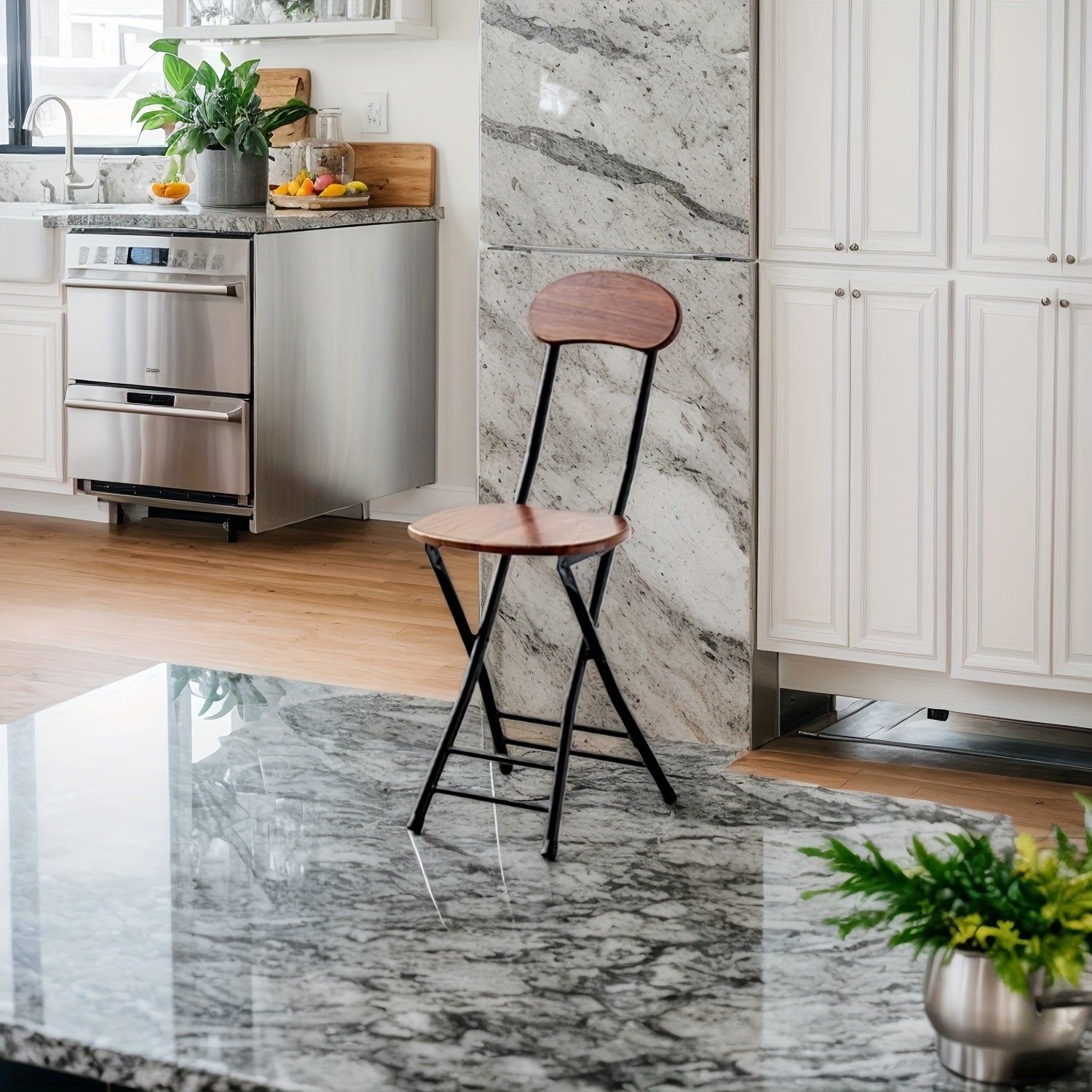 Глубокий коричневый эргономичный складной стул Легкий прочный портативный для дома, офиса, на природе