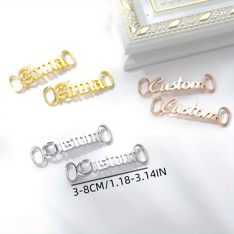 Personalized Stainless Steel Shoe Lace Charm Customizable Shoe Buckle Shoe Clips