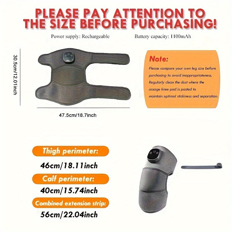 USB isitiladigan tizzali massajchi, sozlanadigan issiqlik va vibratsiya bilan - tizzalar, yelka, tirsaklar uchun ajoyib