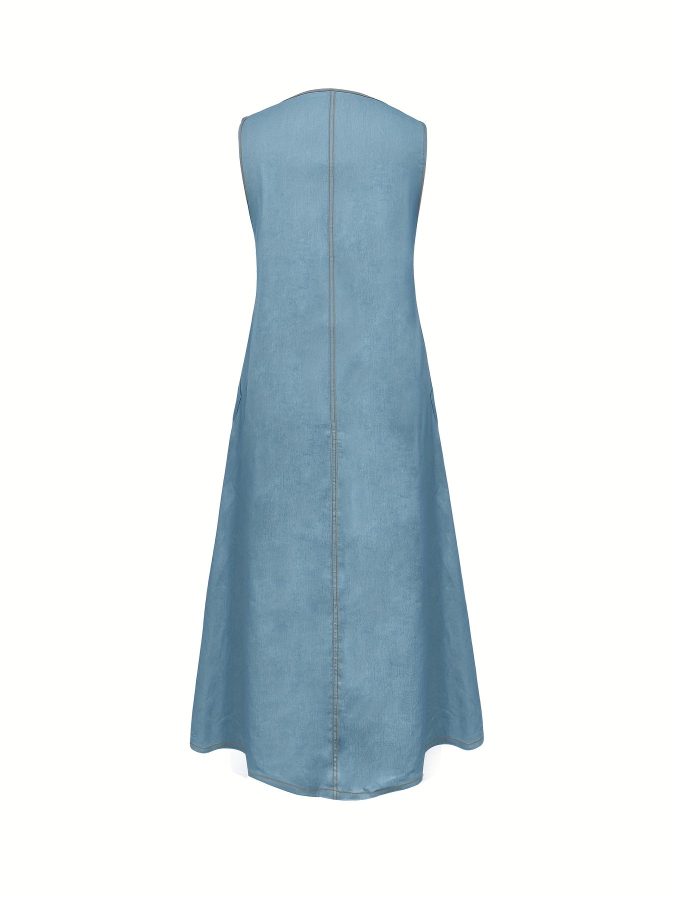 Women's Plus Size Denim Dress Casual Solid Color Midi Cotton Blend