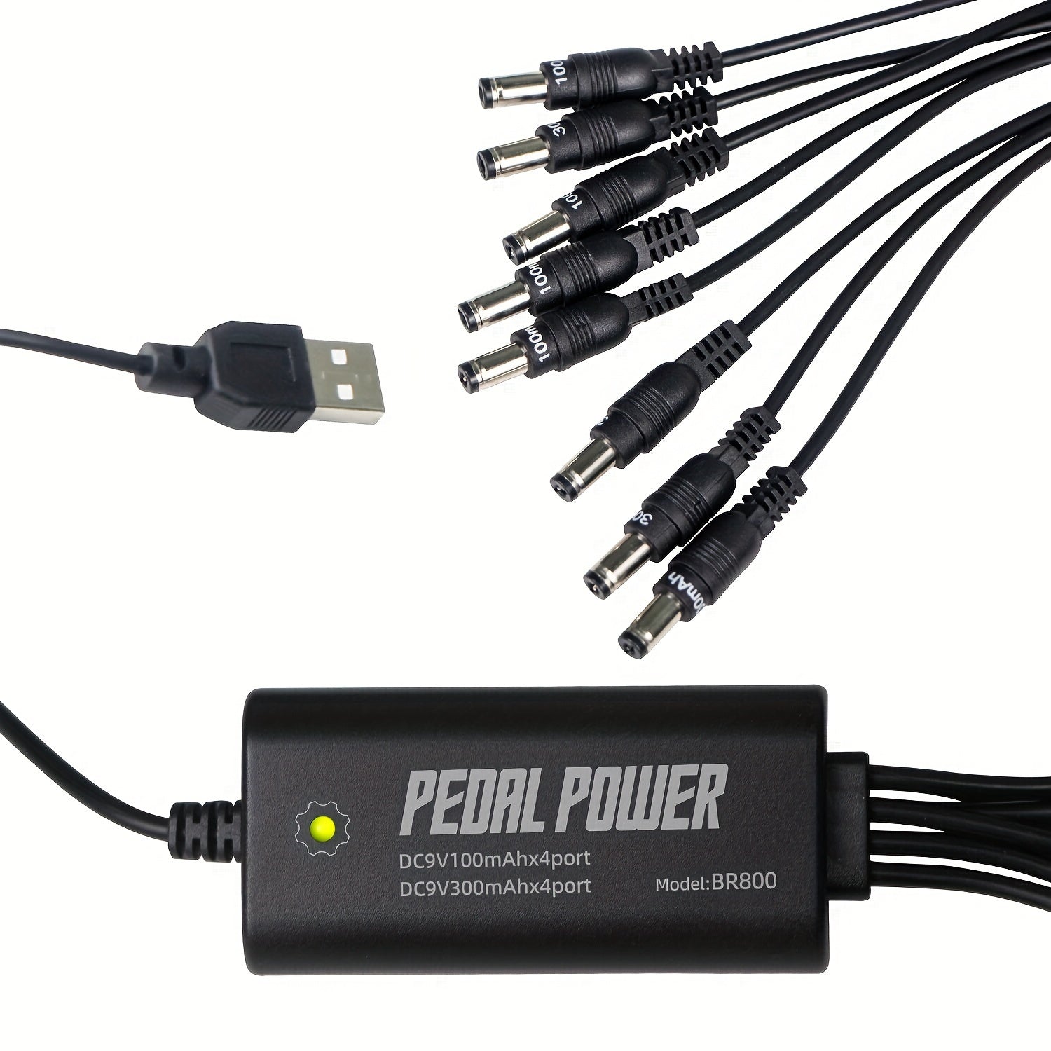 Guitar Pedal Power Supply with 8 Outputs and USB 9V DC Adapter