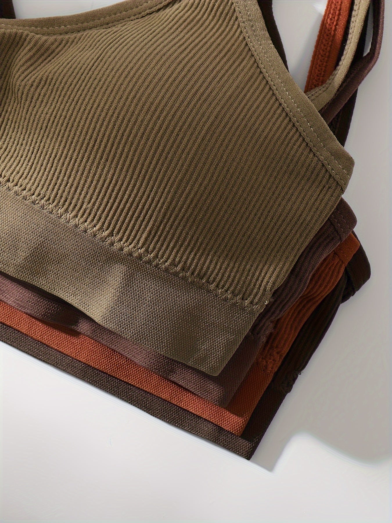 Wireless Bras for Women Solid Ribbed Breathable Stretchy Lingerie Underwear