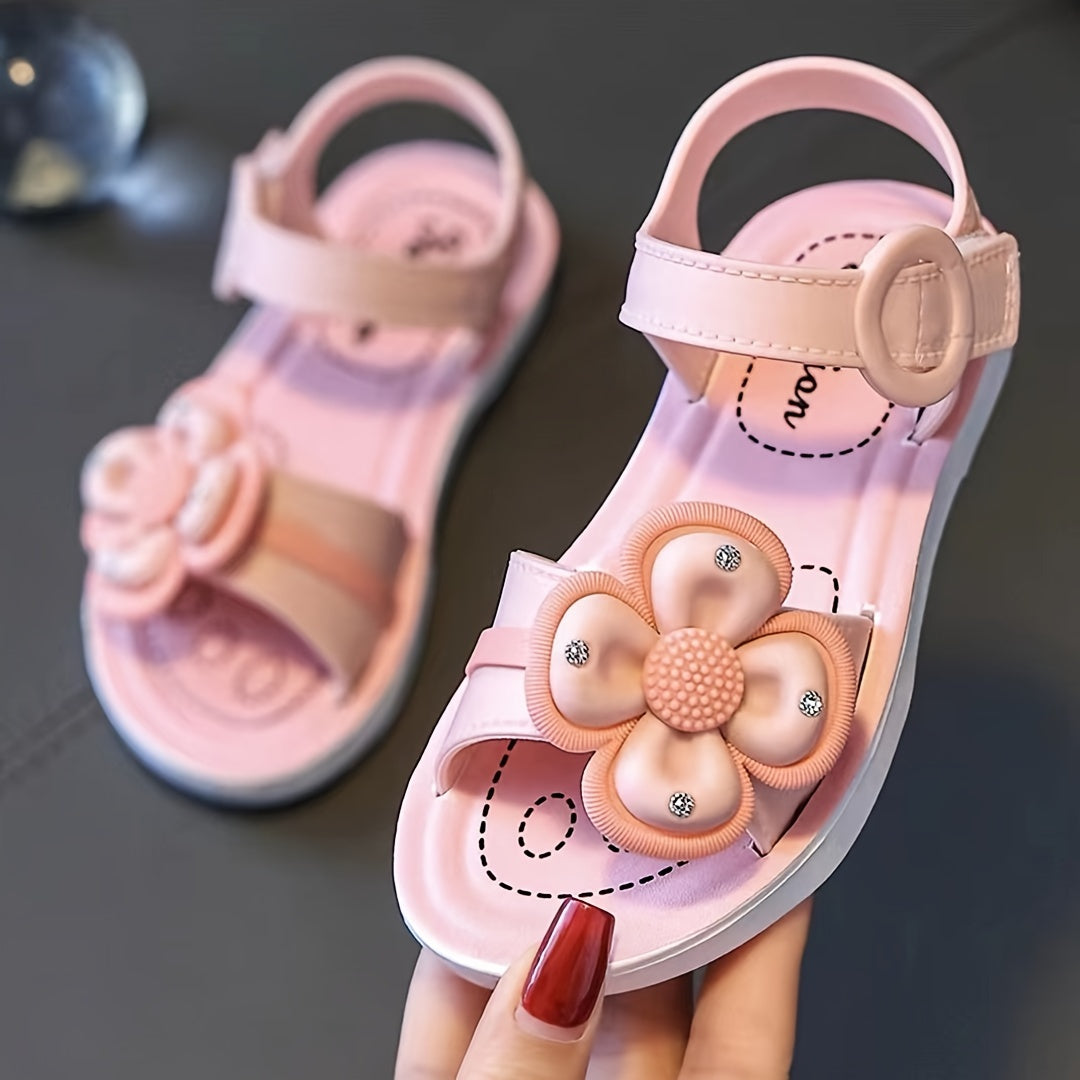Girls' Floral Sandals for Kids 1-5 Years Non-Slip Soft Sole Summer Beach Shoes