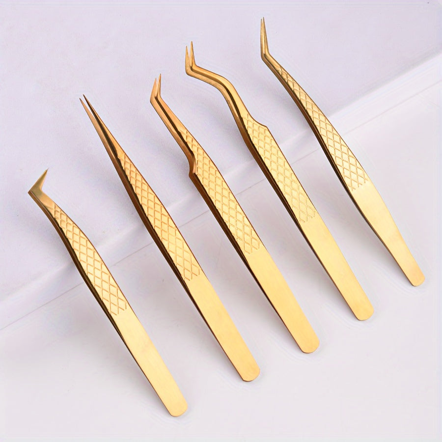 Juego de pinzas para pestañas de acero inoxidable unisex, injerto de precisión, pinza para pestañas postizas