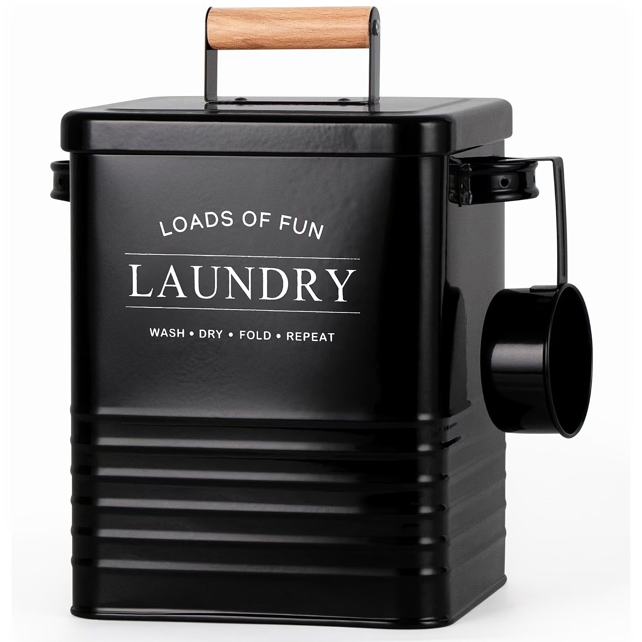 Metal Laundry Detergent Dispenser with Scoop Rustic Farmhouse Style Space-Saving Organizer for Laundry Room