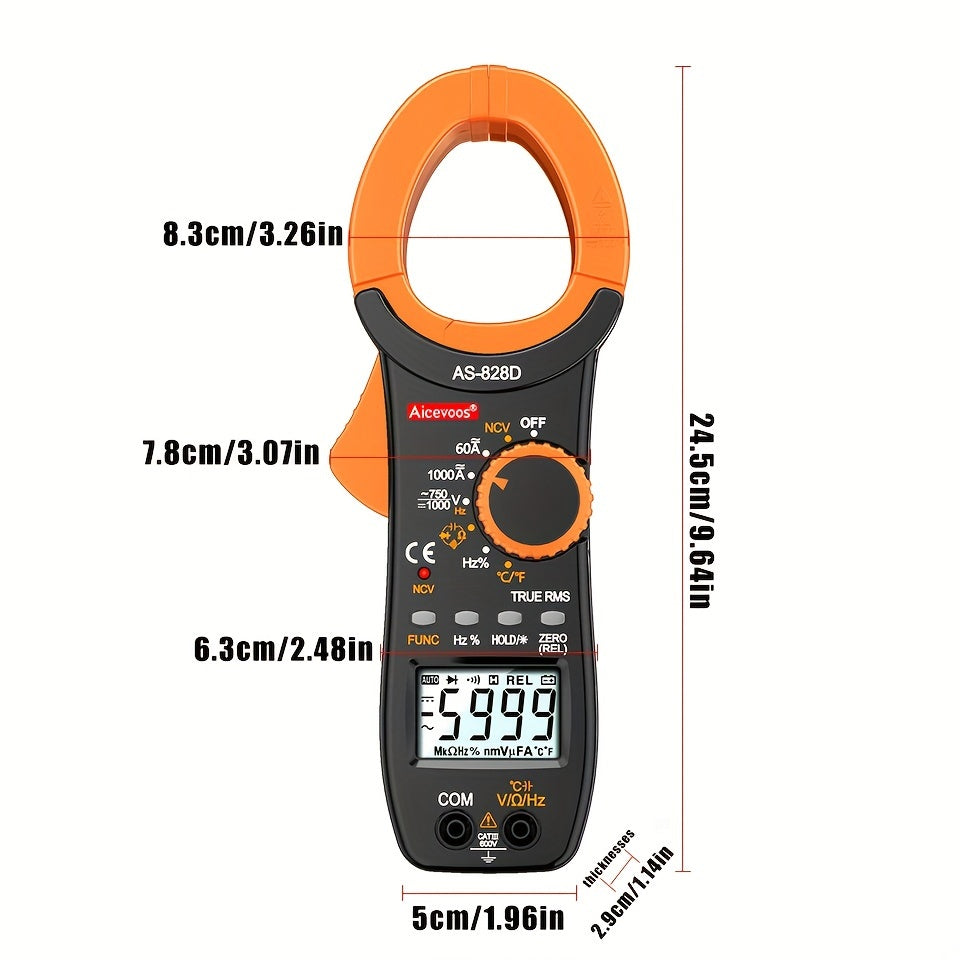 Digital Clamp Meter Multimeter 6000 Counts AC/DC Current True RMS Auto Range