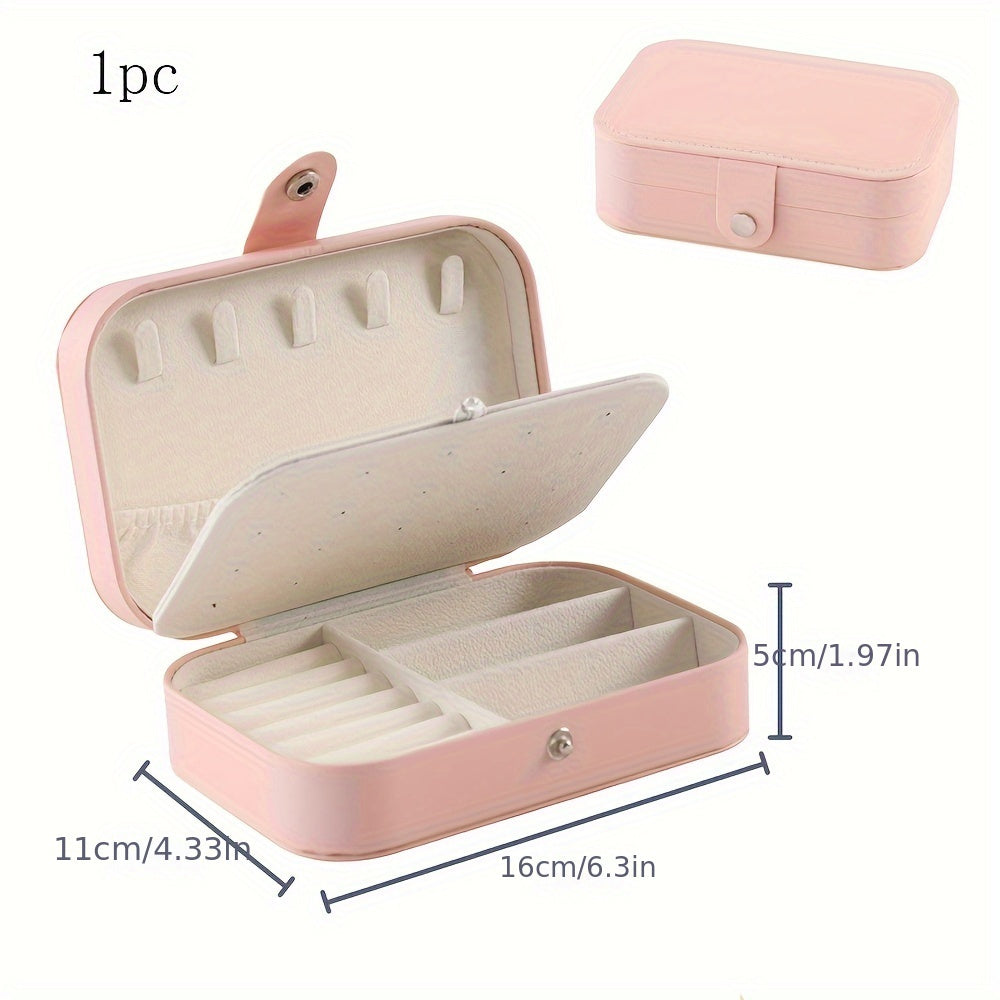 Double-Layered Faux Leather Jewelry Organizer for Earrings Necklaces Rings and Accessories