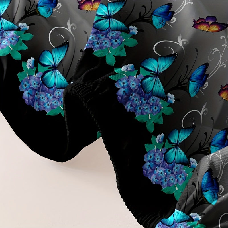 Butterfly Floral Print Fitted Sheet Soft Cozy Bedding Deep Pocket Mattress Protector