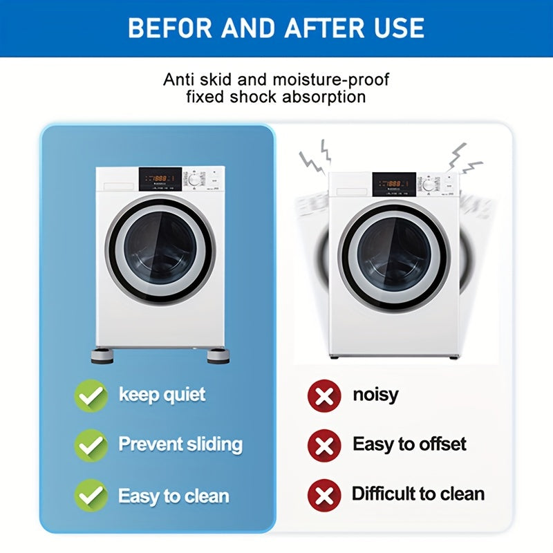 4PCS Almohadillas para pies de lavadora, goma antideslizante, amortiguador de vibraciones